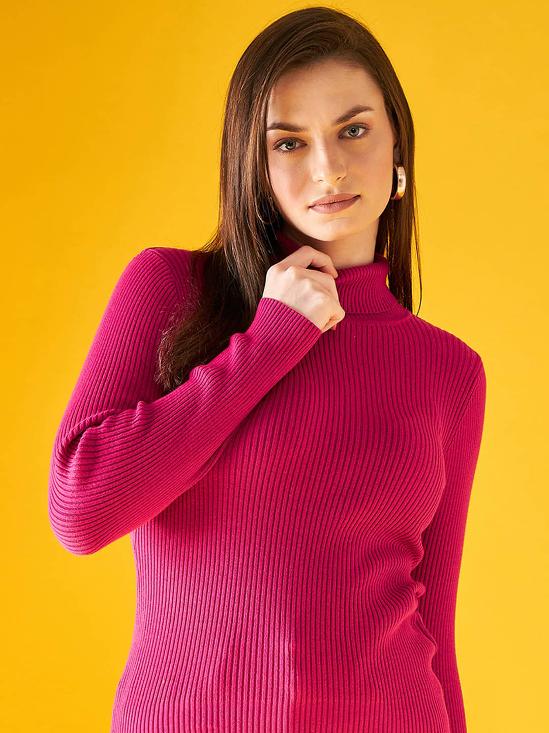 98 Degree North Cotton High Neck Women's Pullovers - Pink (Pack of 1)