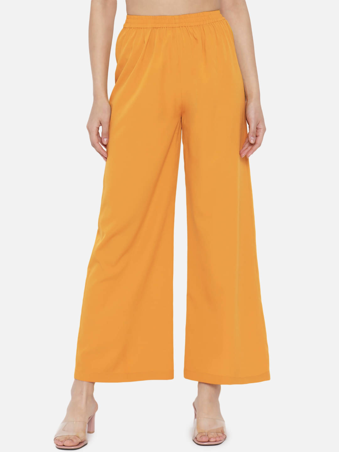     			ALL WAYS YOU Yellow Crepe Straight Women's Palazzos ( Pack of 1 )