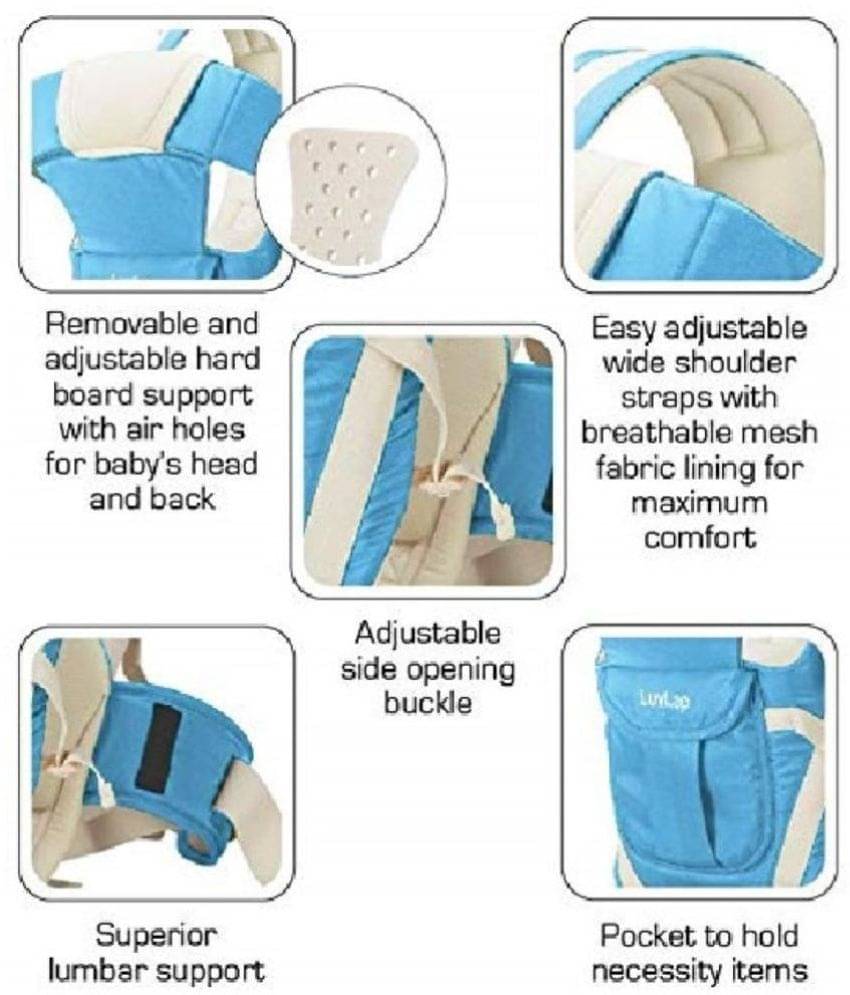     			AURAPURO baby Carrier | Adjustable Hands-Free 4 in 1 Position With Head Support baby AURAPURO Baby Carrier Bag/Adjustable Hands Free 4 in 1 Baby/Baby sefty Belt/Child Safety Strip/Baby Sling Carrier Bag/Baby Back Carrier Bag (Light Blue)