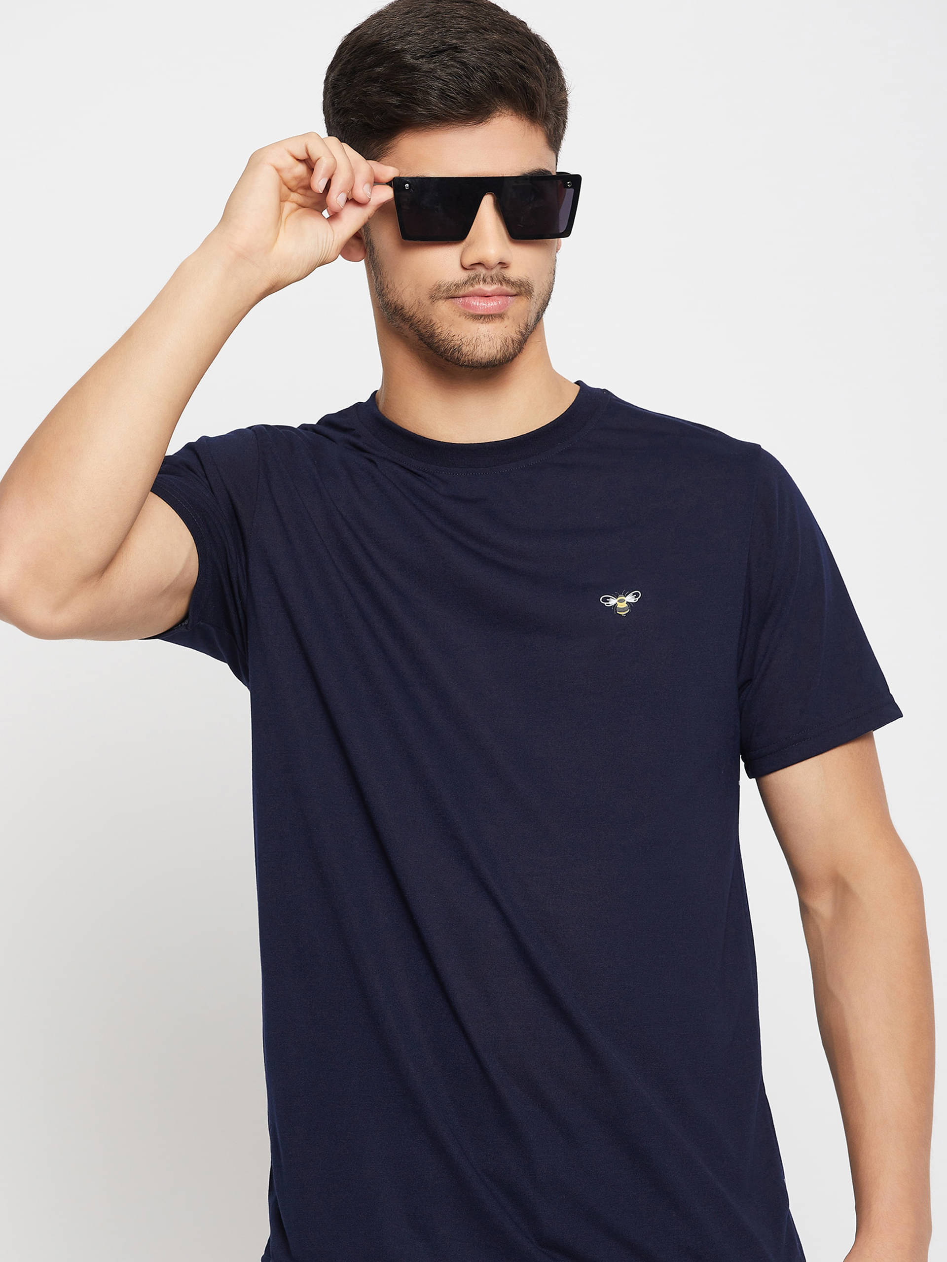 Auxamis Pack of 1 Cotton Blend Regular Fit Men's T-Shirt ( Navy ) Auxamis Pack of 1 Cotton Blend Regular Fit Men's T-Shirt ( Navy )