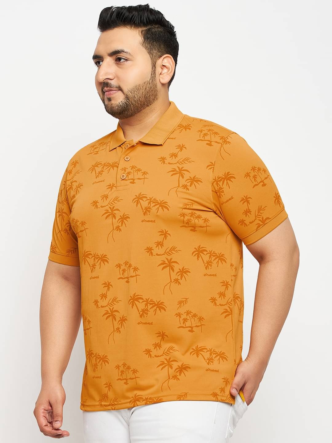     			Auxamis Pack of 1 Cotton Blend Regular Fit Printed Half Sleeves Men's Polo T Shirt ( Mustard )