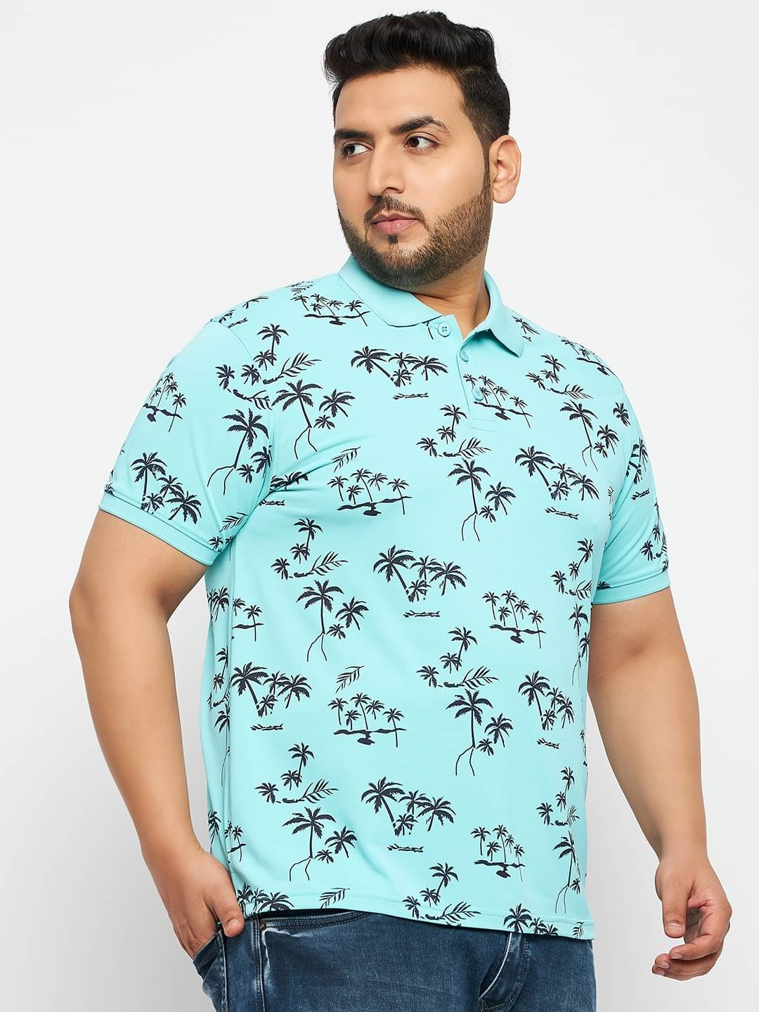 Auxamis Pack of 1 Cotton Blend Regular Fit Printed Half Sleeves Men's Polo T Shirt ( Aqua ) Auxamis Pack of 1 Cotton Blend Regular Fit Printed Half Sleeves Men's Polo T Shirt ( Aqua )