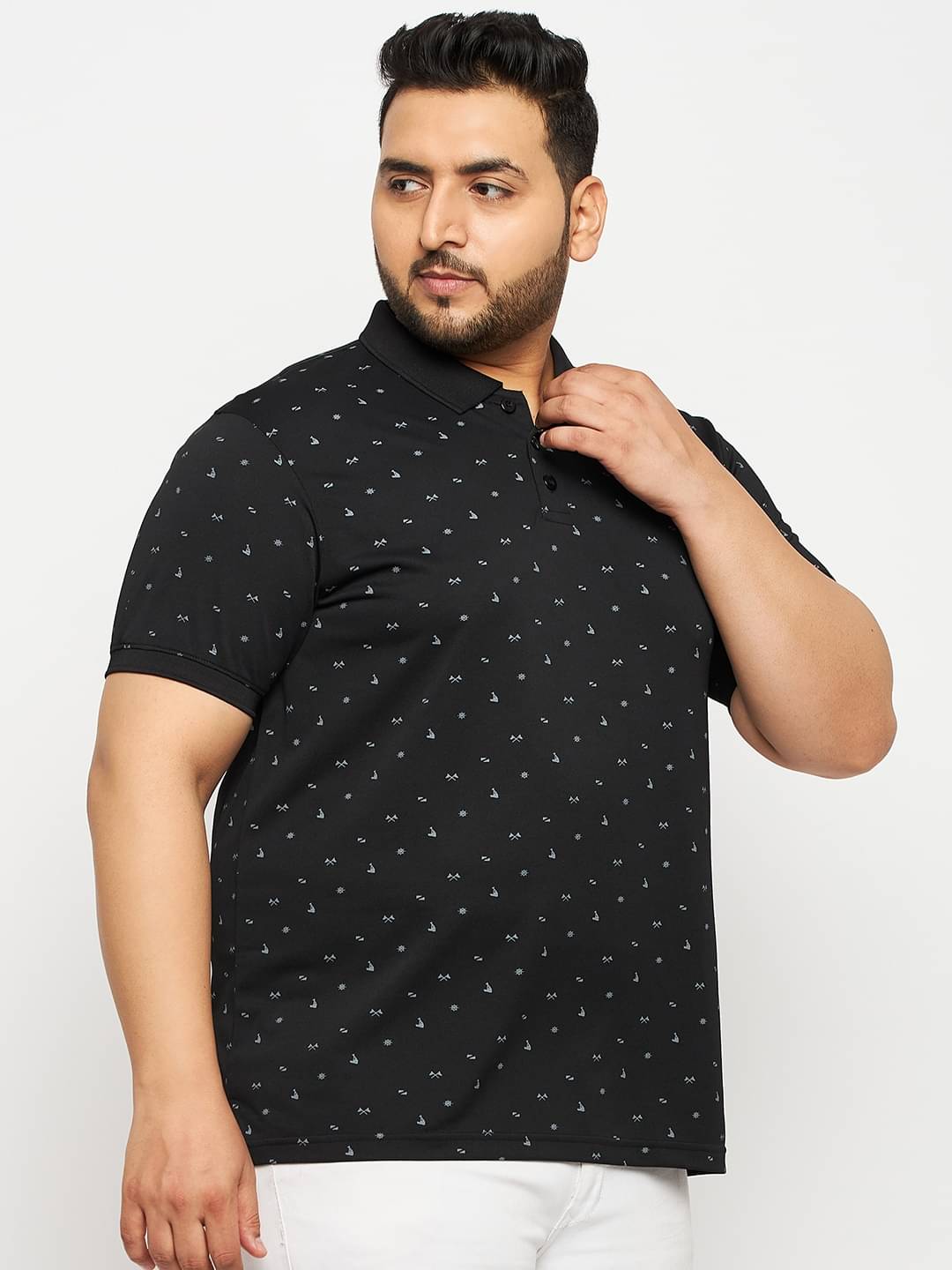     			Auxamis Pack of 1 Cotton Blend Regular Fit Printed Half Sleeves Men's Polo T Shirt ( Black )