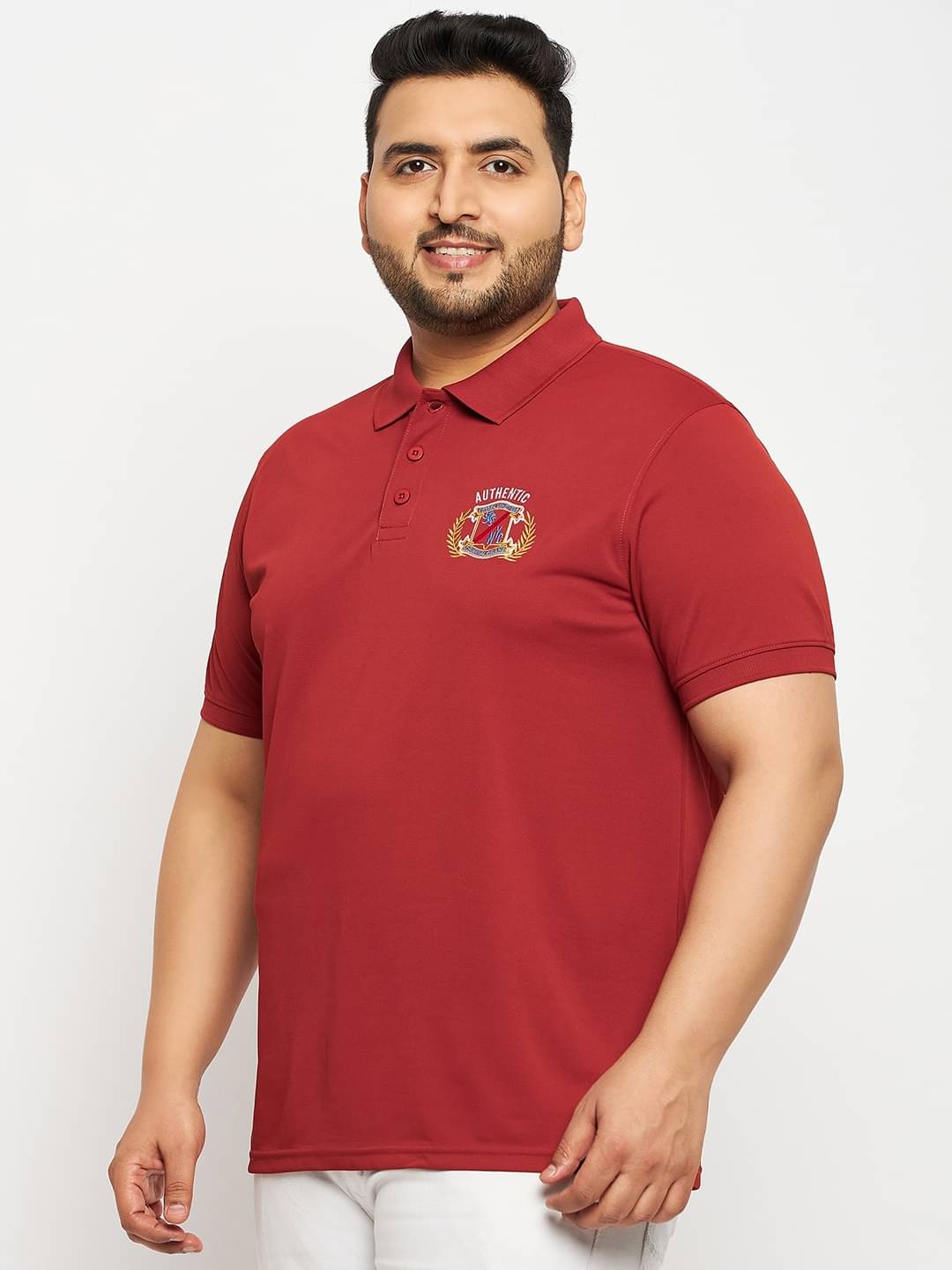     			Auxamis Pack of 1 Cotton Blend Regular Fit Embroidered Half Sleeves Men's Polo T Shirt ( Rust )