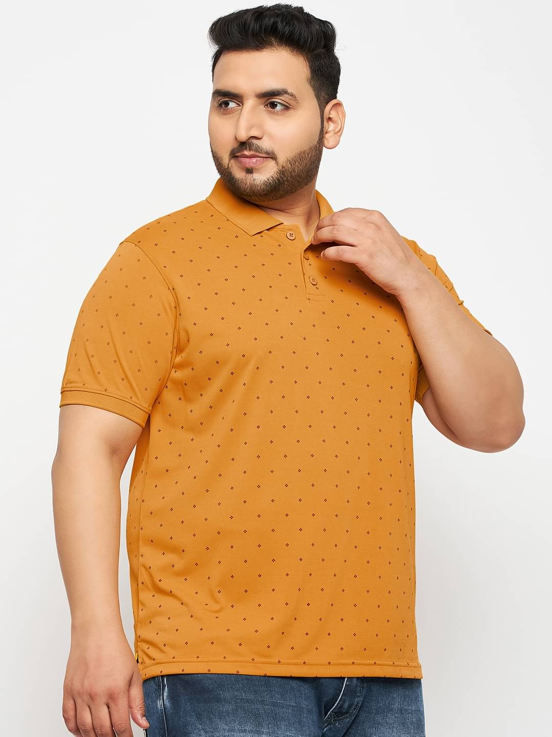     			Auxamis Pack of 1 Cotton Blend Regular Fit Printed Half Sleeves Men's Polo T Shirt ( Mustard )