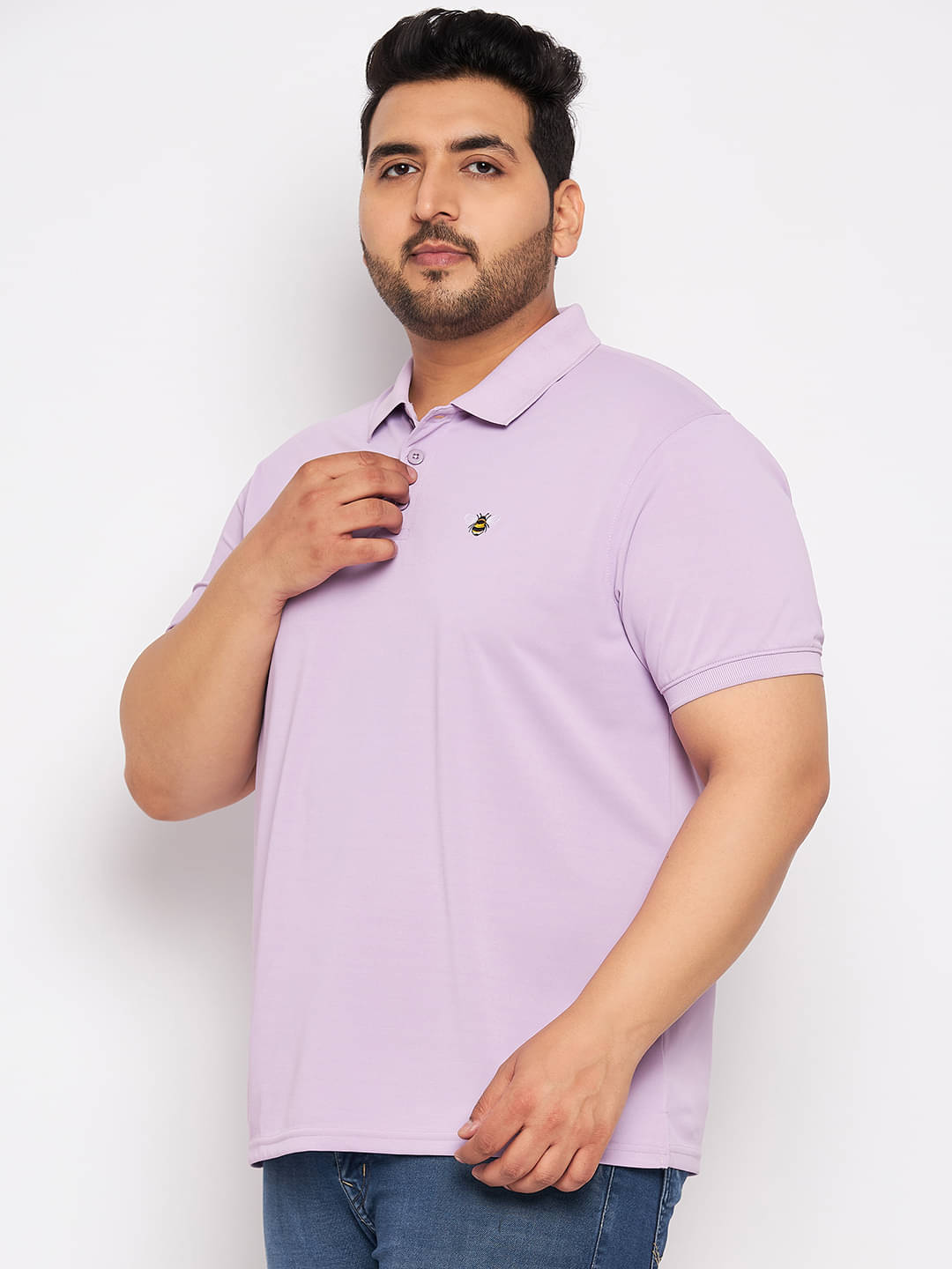    			Auxamis Pack of 1 Cotton Blend Regular Fit Solid Half Sleeves Men's Polo T Shirt ( Lavender )
