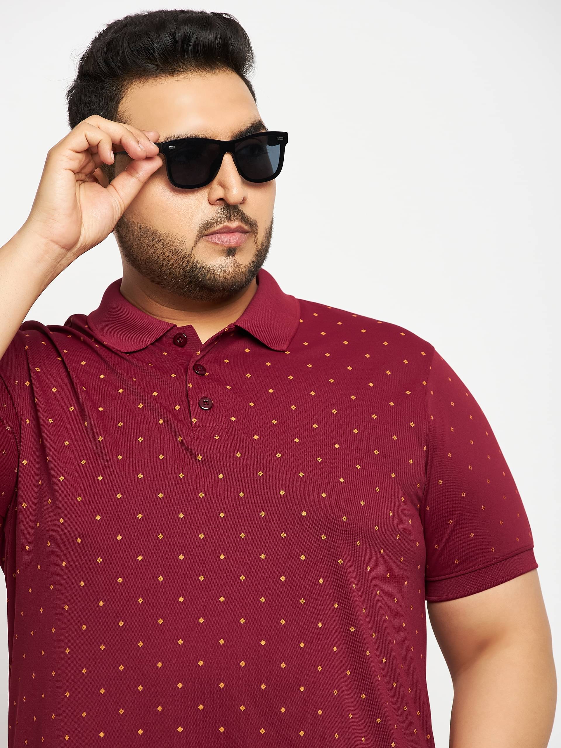 Auxamis Pack of 1 Cotton Blend Regular Fit Printed Half Sleeves Men's Polo T Shirt ( Maroon ) Auxamis Pack of 1 Cotton Blend Regular Fit Printed Half Sleeves Men's Polo T Shirt ( Maroon )