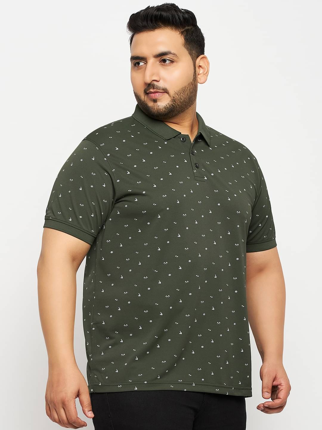 Auxamis Pack of 1 Cotton Blend Regular Fit Printed Half Sleeves Men's Polo T Shirt ( Olive )     			Auxamis Pack of 1 Cotton Blend Regular Fit Printed Half Sleeves Men's Polo T Shirt ( Olive )