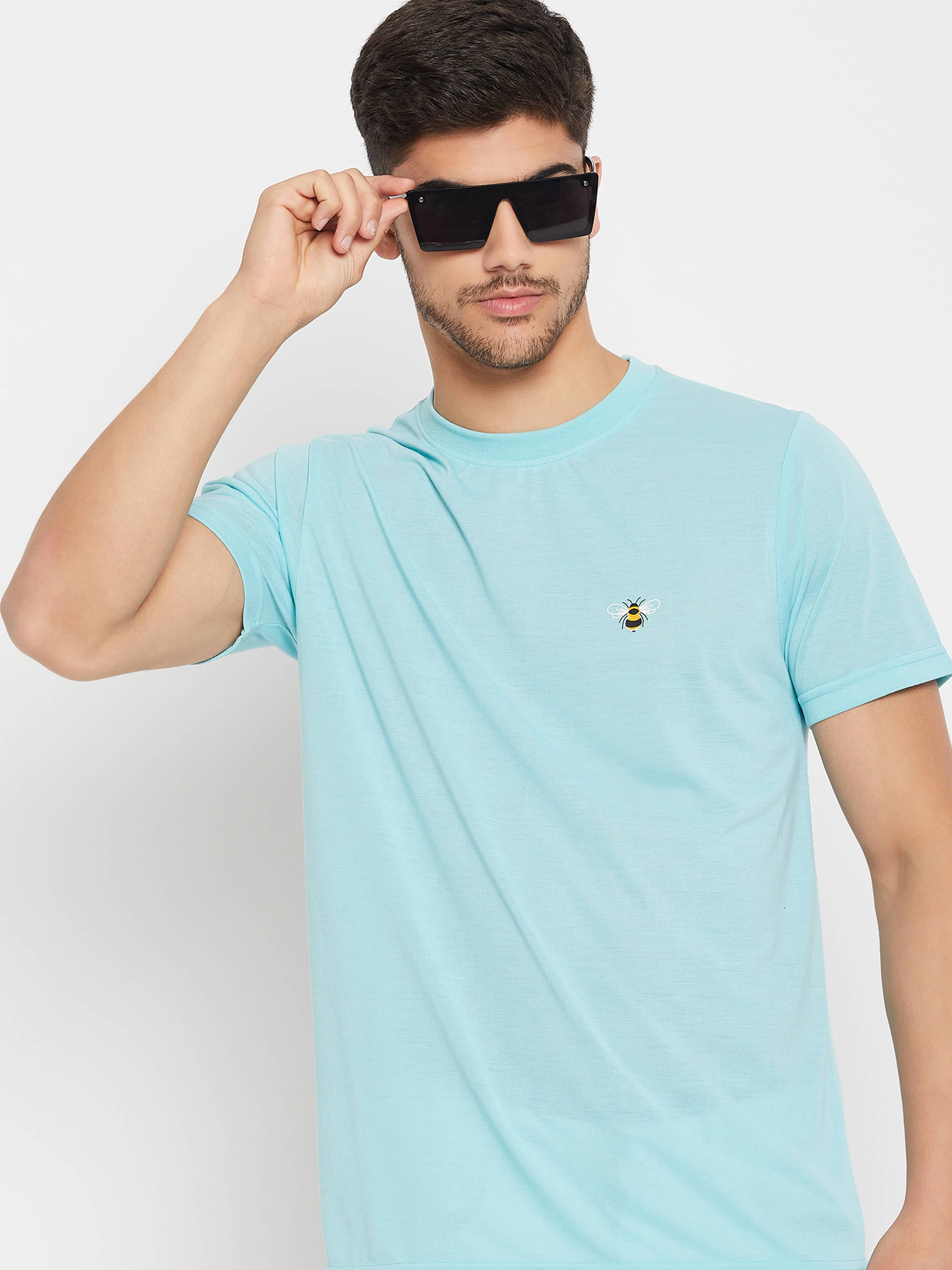 Auxamis Pack of 1 Cotton Blend Regular Fit Men's T-Shirt ( Turquoise )