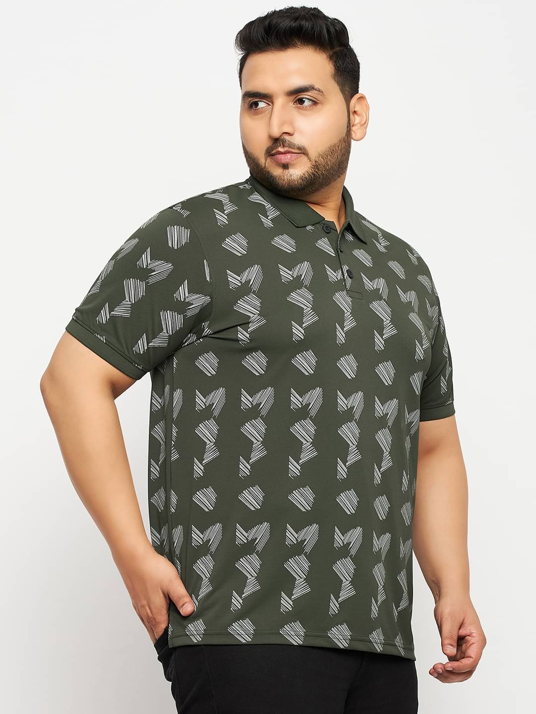     			Auxamis Pack of 1 Cotton Blend Regular Fit Printed Half Sleeves Men's Polo T Shirt ( Olive )