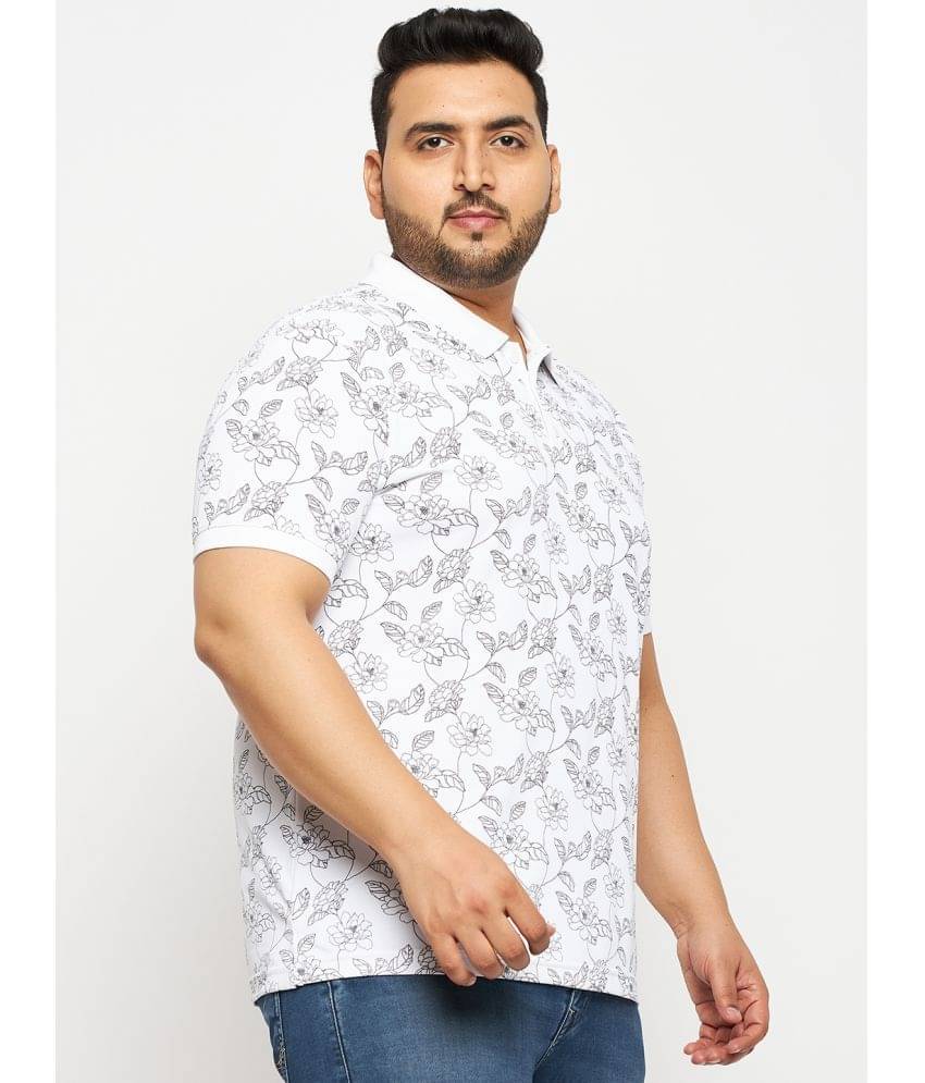 Auxamis Pack of 1 Cotton Blend Regular Fit Printed Half Sleeves Men's Polo T Shirt ( White ) Auxamis Pack of 1 Cotton Blend Regular Fit Printed Half Sleeves Men's Polo T Shirt ( White )