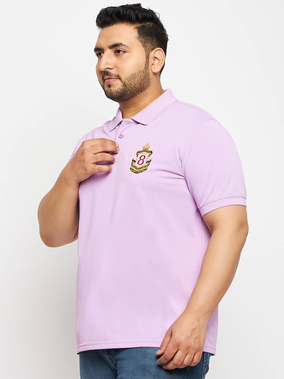     			Auxamis Pack of 1 Cotton Blend Regular Fit Embroidered Half Sleeves Men's Polo T Shirt ( Lavender )