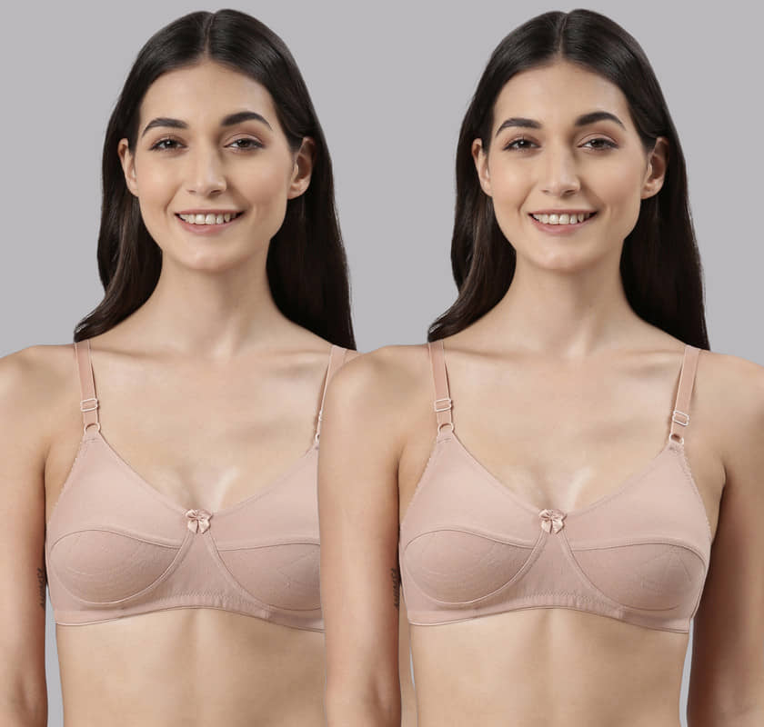 Dollar Missy Pack of 2 Cotton Non Padded Women's Everyday Bra ( Beige )