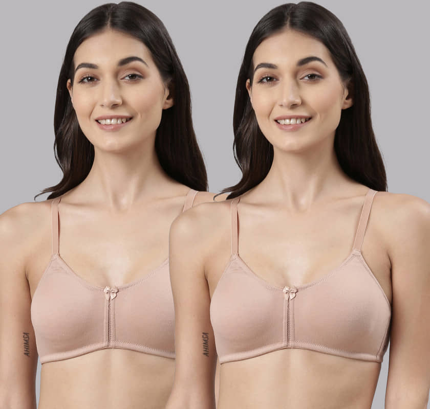 Dollar Missy Pack of 2 Cotton Non Padded Women's Everyday Bra ( Beige )