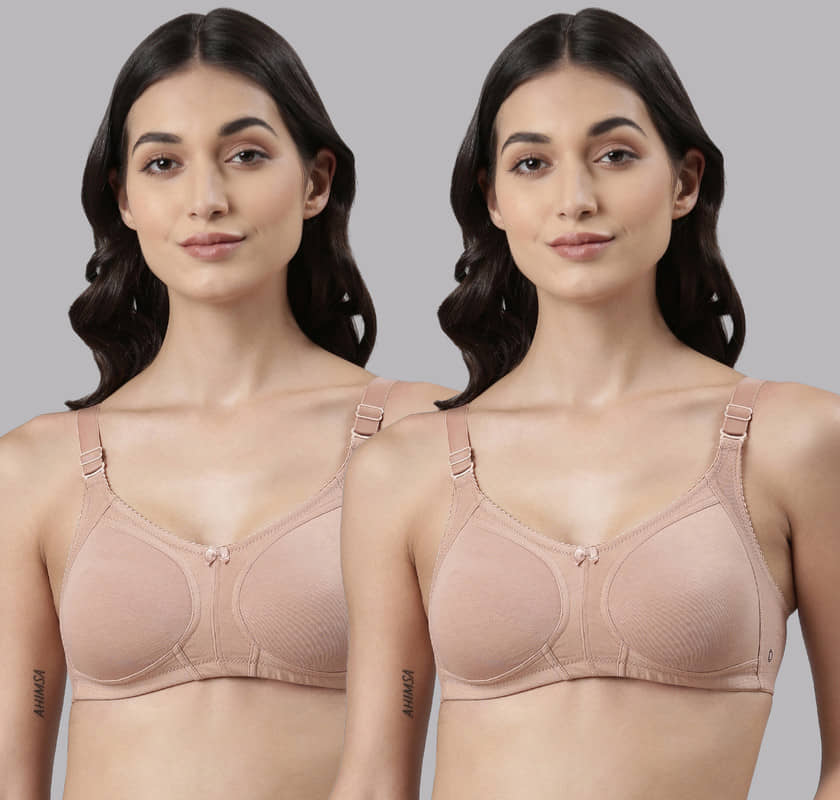 Dollar Missy Pack of 2 Cotton Non Padded Women's Everyday Bra ( Beige )