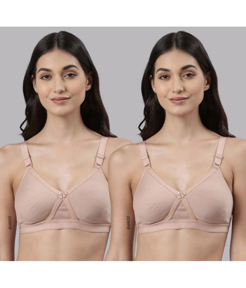 Dollar Missy Pack of 2 Cotton Non Padded Women's Everyday Bra ( Beige )