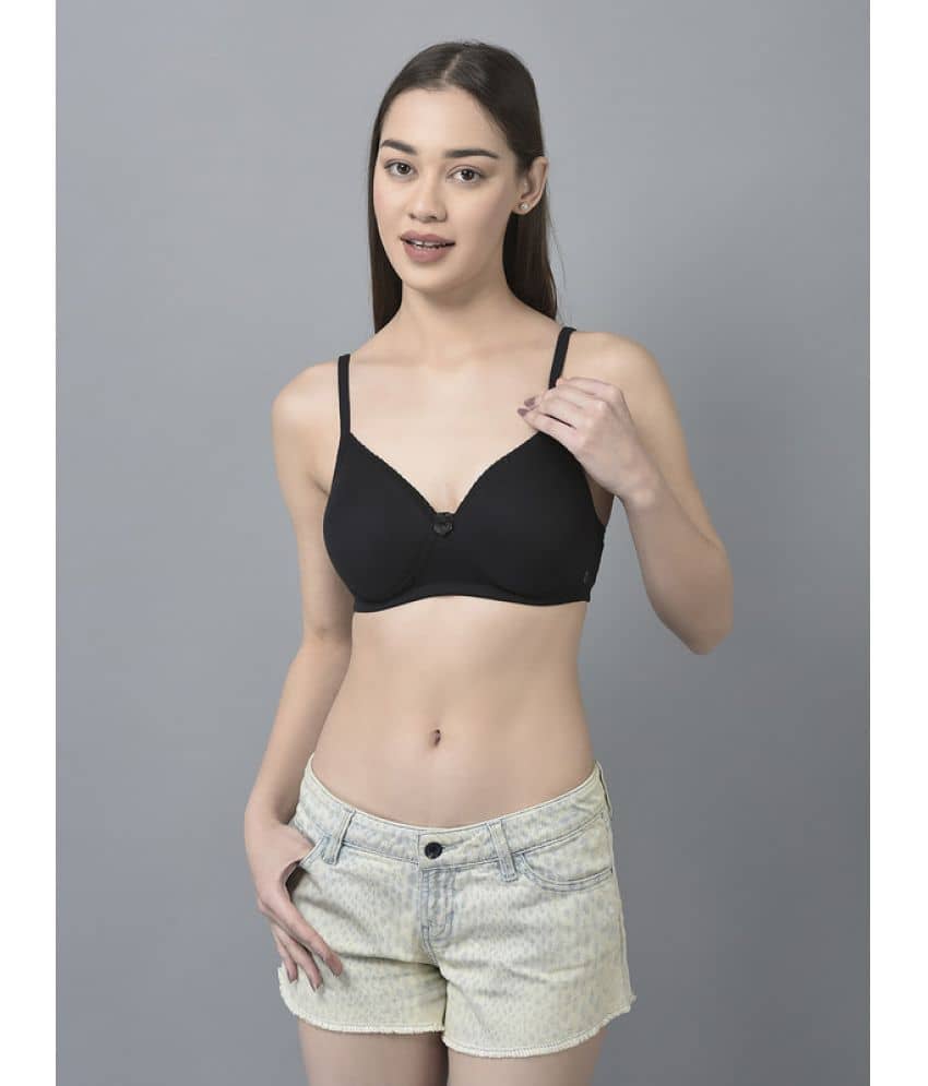 Dollar Missy Black Cotton Lightly Padded Women's T-Shirt Bra ( Pack of 1 )
