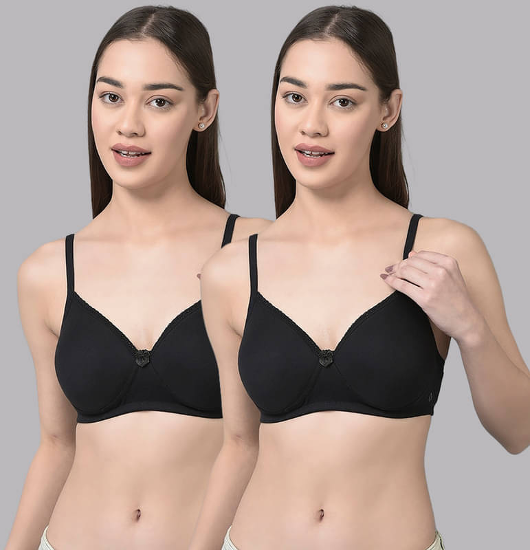 Dollar Missy Pack of 2 Cotton Lightly Padded Women's T-Shirt Bra ( Black ) Dollar Missy Pack of 2 Cotton Lightly Padded Women's T-Shirt Bra ( Black )