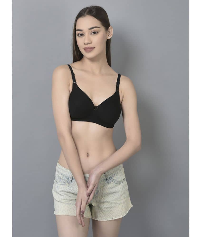 Dollar Missy Black Cotton Lightly Padded Women's T-Shirt Bra ( Pack of 1 )