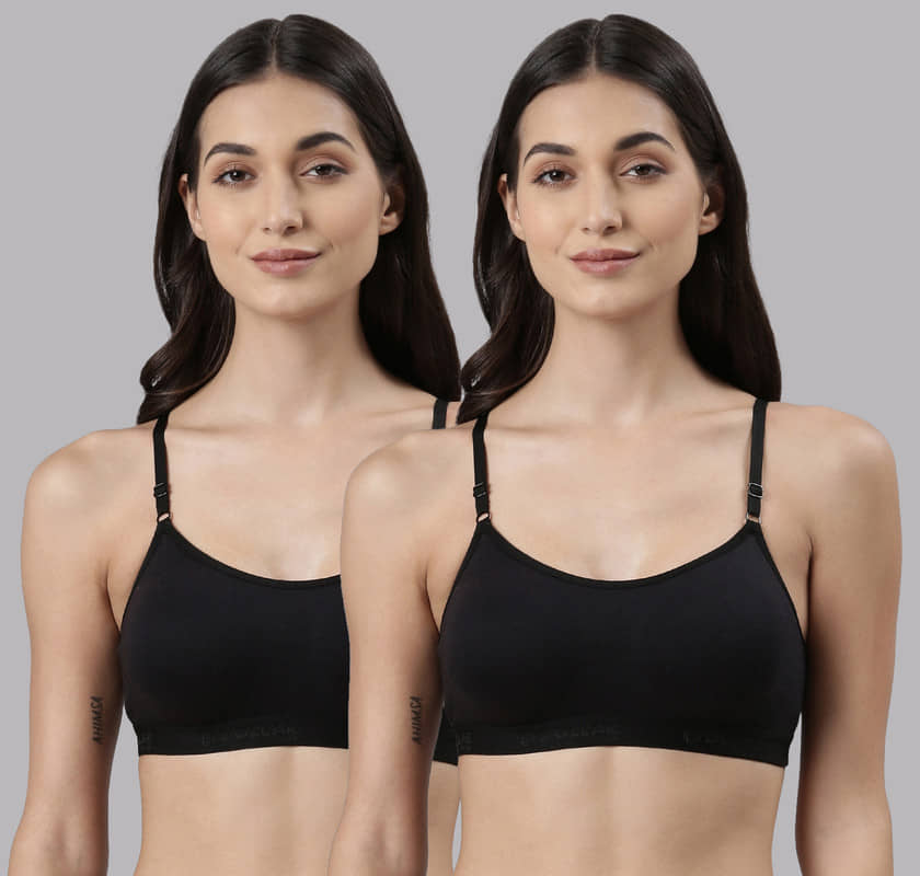 Dollar Missy Black Cotton Non Padded Women's Bralette Bra ( Pack of 2 )