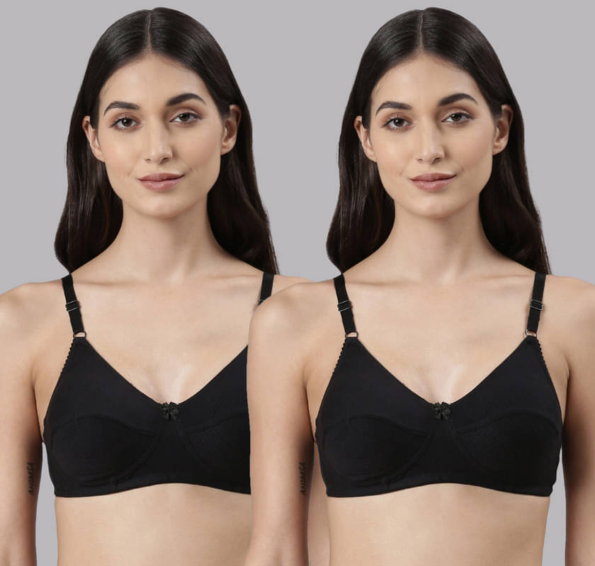 Dollar Missy Pack of 2 Cotton Non Padded Women's Everyday Bra ( Black ) Dollar Missy Pack of 2 Cotton Non Padded Women's Everyday Bra ( Black )