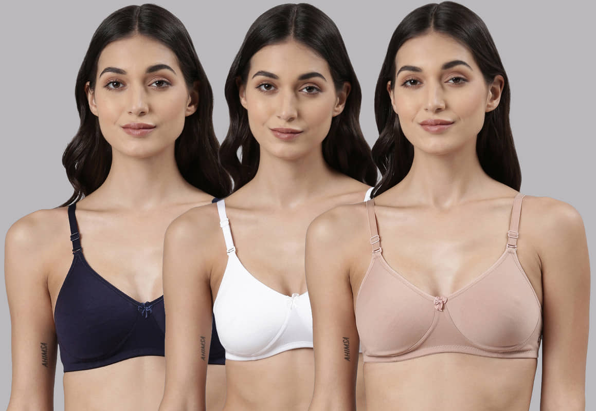 Dollar Missy Pack of 3 Cotton Lightly Padded Women's T-Shirt Bra ( Multicolor )
