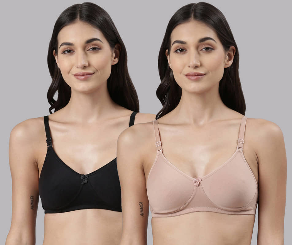 Dollar Missy Pack of 2 Cotton Lightly Padded Women's T-Shirt Bra ( Multicolor )