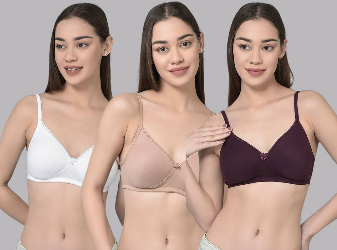 Dollar Missy Pack of 3 Cotton Lightly Padded Women's T-Shirt Bra ( Multicolor ) Dollar Missy Pack of 3 Cotton Lightly Padded Women's T-Shirt Bra ( Multicolor )