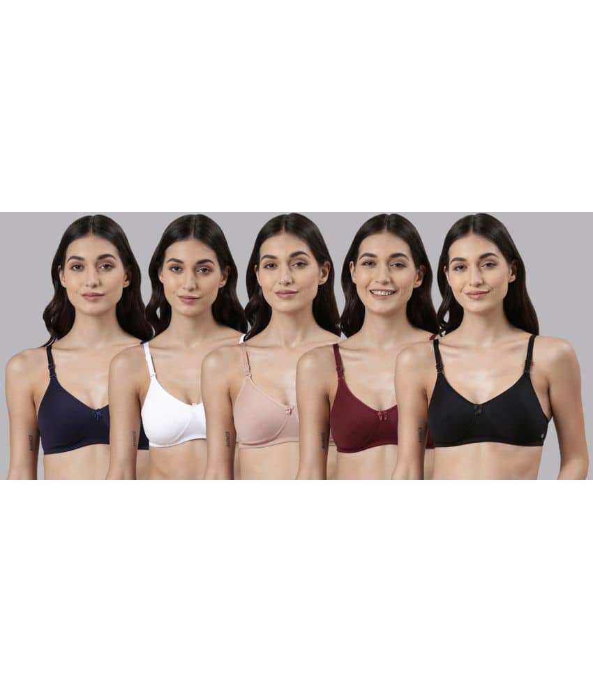 Dollar Missy Pack of 5 Cotton Lightly Padded Women's T-Shirt Bra ( Multicolor )