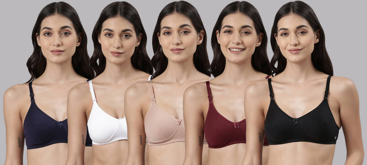     			Dollar Missy Pack of 5 Cotton Lightly Padded Women's T-Shirt Bra ( Multicolor )