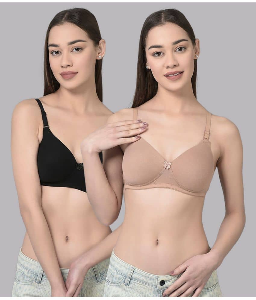 Dollar Missy Pack of 2 Cotton Lightly Padded Women's T-Shirt Bra ( Multicolor )