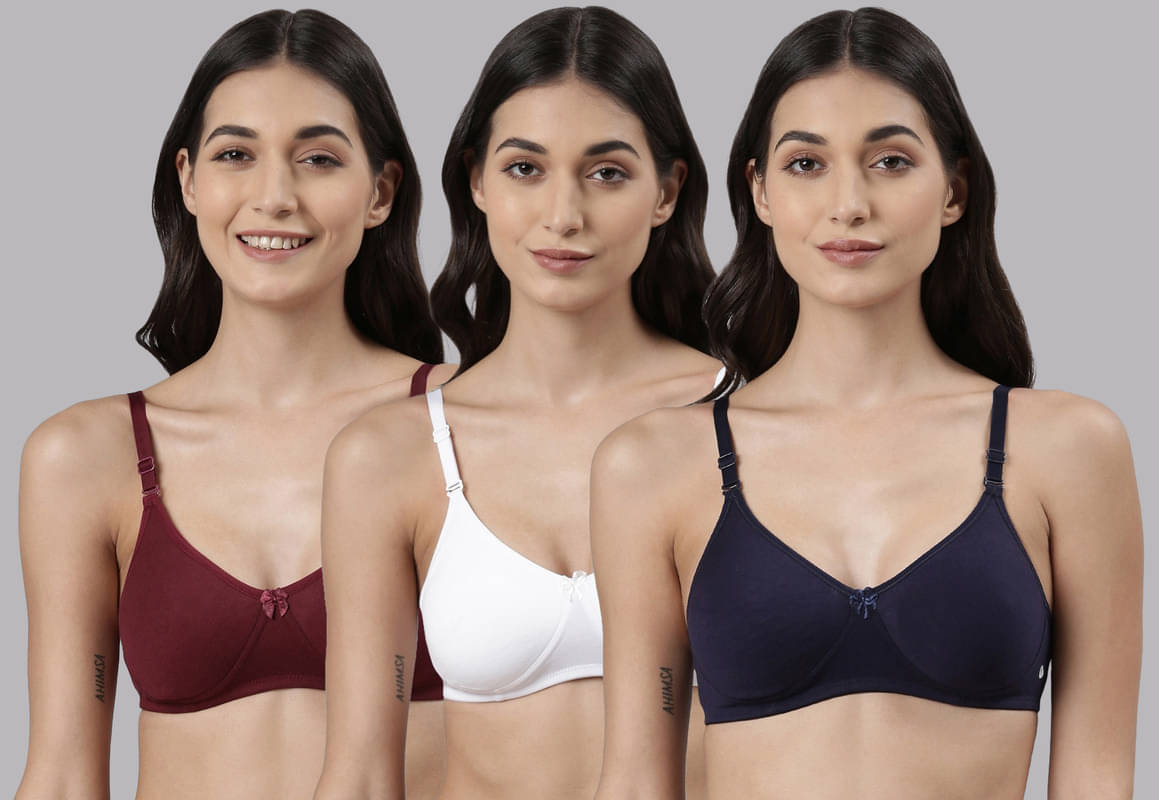 Dollar Missy Pack of 3 Cotton Lightly Padded Women's T-Shirt Bra ( Multicolor )     			Dollar Missy Pack of 3 Cotton Lightly Padded Women's T-Shirt Bra ( Multicolor )