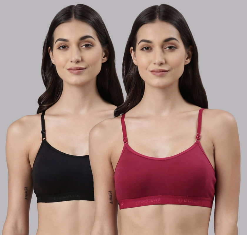 Dollar Missy Multicolor Cotton Non Padded Women's Bralette Bra ( Pack of 2 )