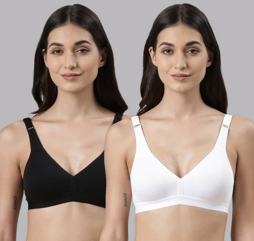 Dollar Missy Pack of 2 Cotton Non Padded Women's Everyday Bra ( Multicolor )