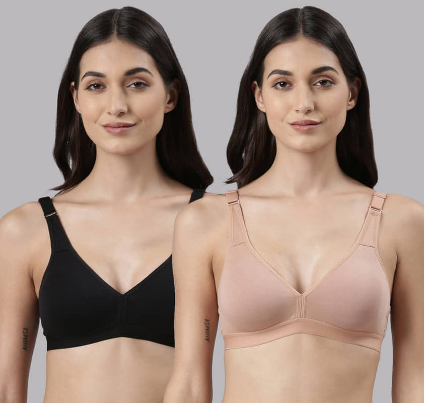 Dollar Missy Pack of 2 Cotton Non Padded Women's Everyday Bra ( Multicolor )