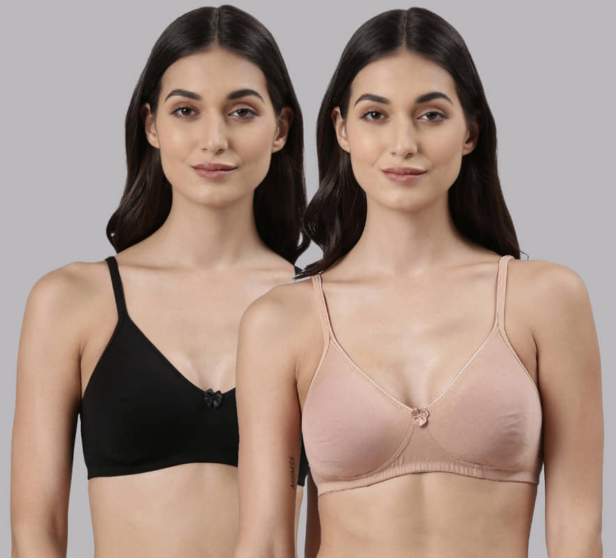 Dollar Missy Pack of 2 Cotton Non Padded Women's T-Shirt Bra ( Multicolor )