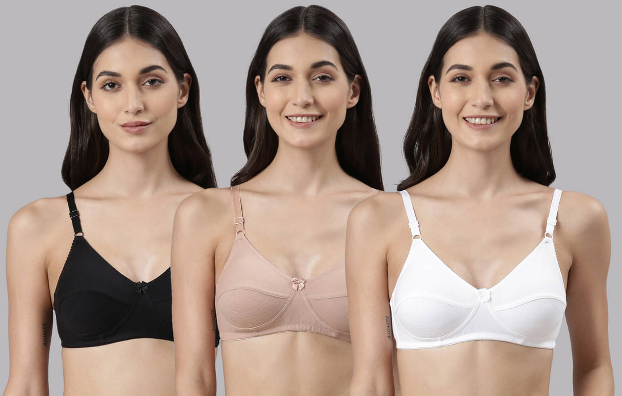 Dollar Missy Pack of 3 Cotton Non Padded Women's Everyday Bra ( Multicolor )     			Dollar Missy Pack of 3 Cotton Non Padded Women's Everyday Bra ( Multicolor )