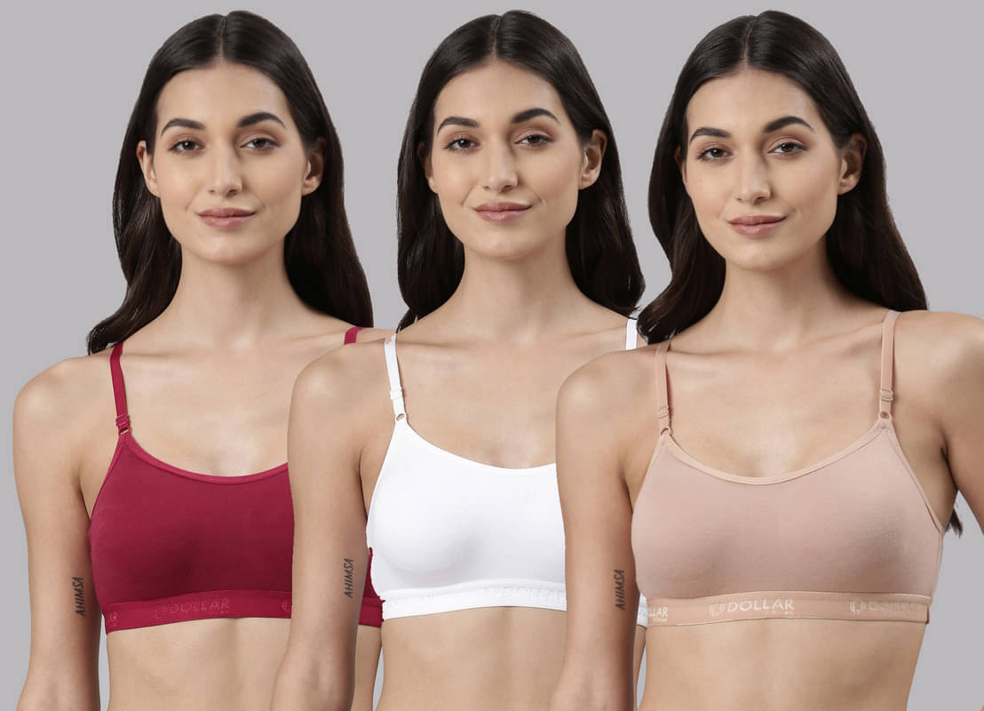     			Dollar Missy Multicolor Cotton Non Padded Women's Bralette Bra ( Pack of 3 )