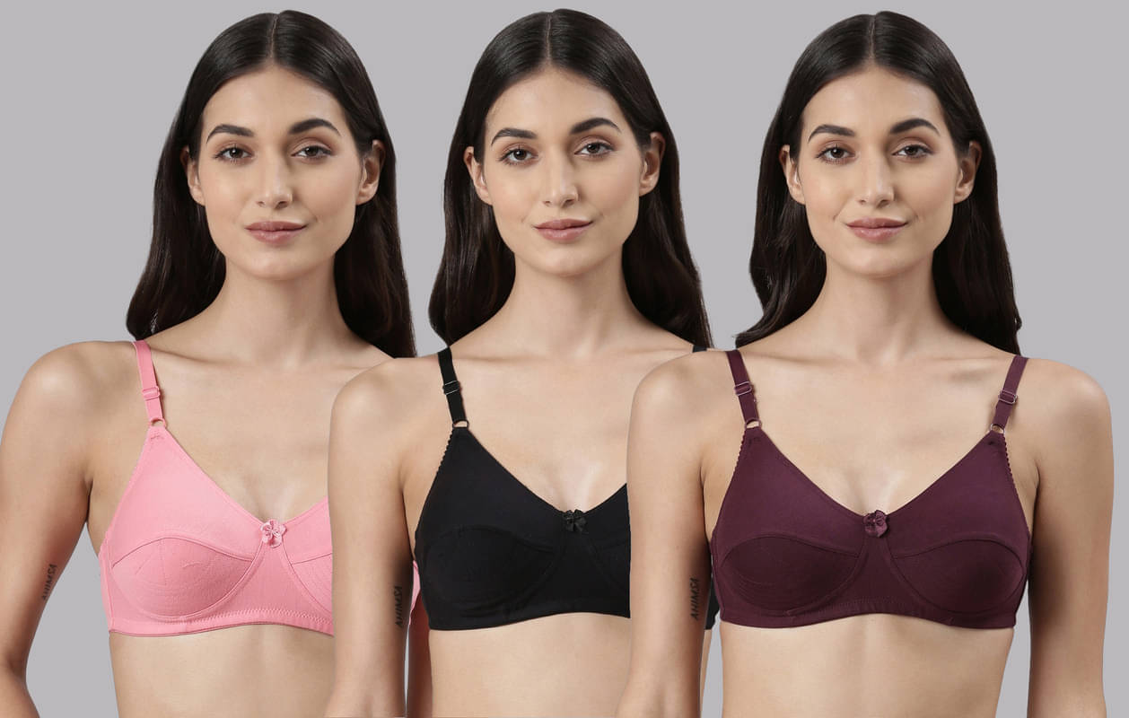 Dollar Missy Pack of 3 Cotton Non Padded Women's Everyday Bra ( Multicolor )     			Dollar Missy Pack of 3 Cotton Non Padded Women's Everyday Bra ( Multicolor )