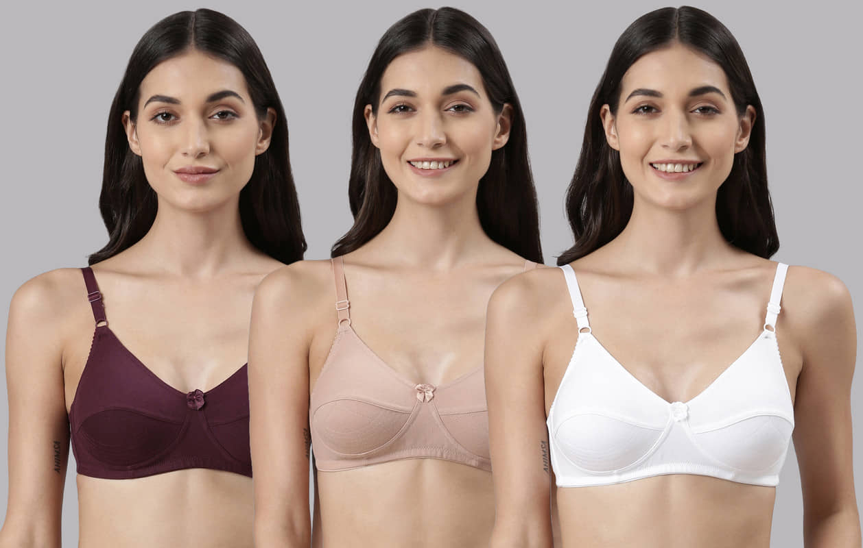 Dollar Missy Multicolor Cotton Non Padded Women's Everyday Bra ( Pack of 3 )