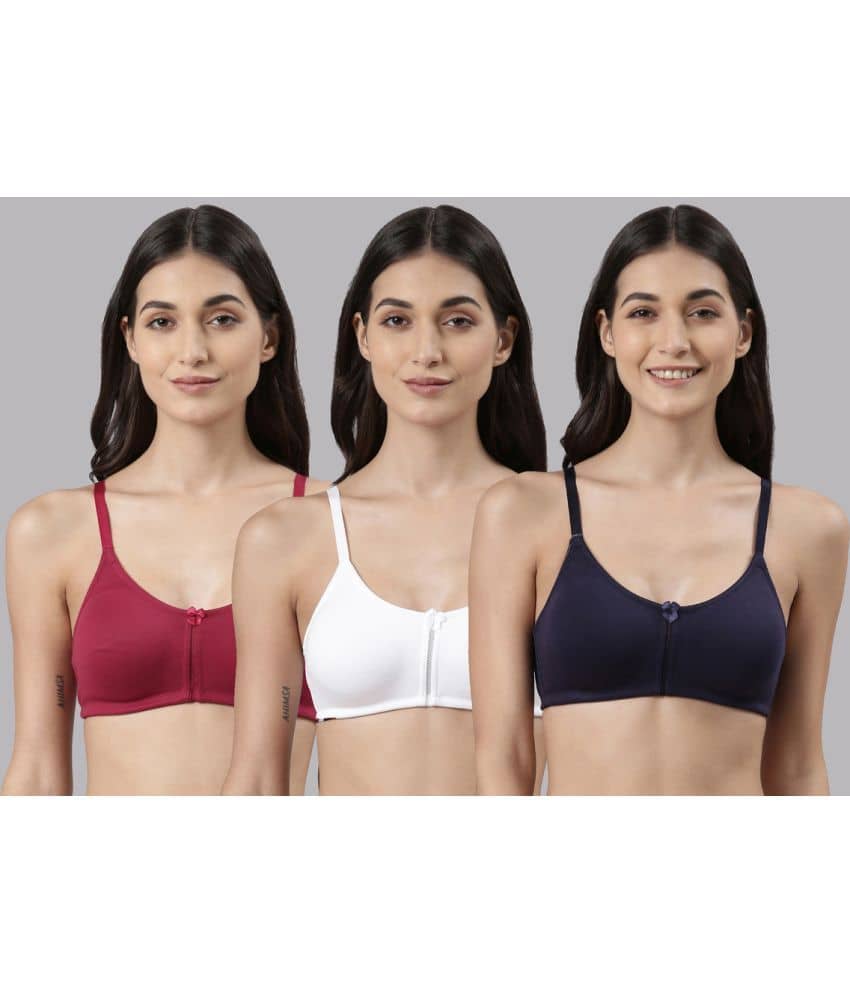 Dollar Missy Pack of 3 Cotton Non Padded Women's Everyday Bra ( Multicolor )