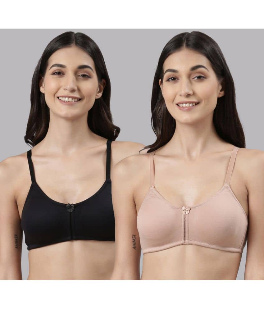Dollar Missy Pack of 2 Cotton Non Padded Women's Everyday Bra ( Multicolor )