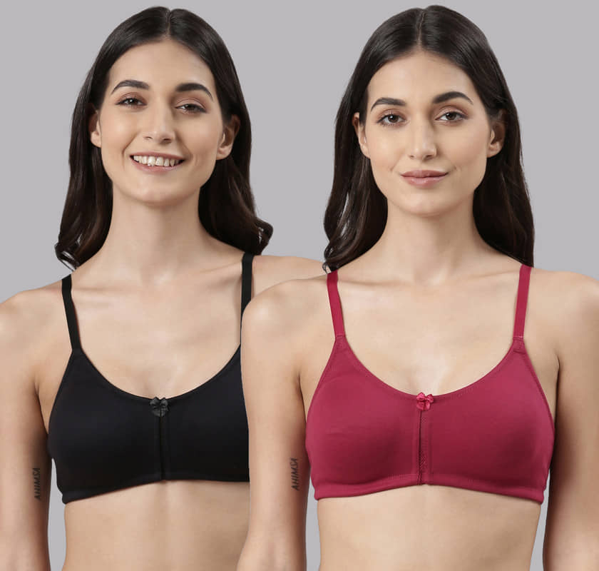 Dollar Missy Pack of 2 Cotton Non Padded Women's Everyday Bra ( Multicolor )