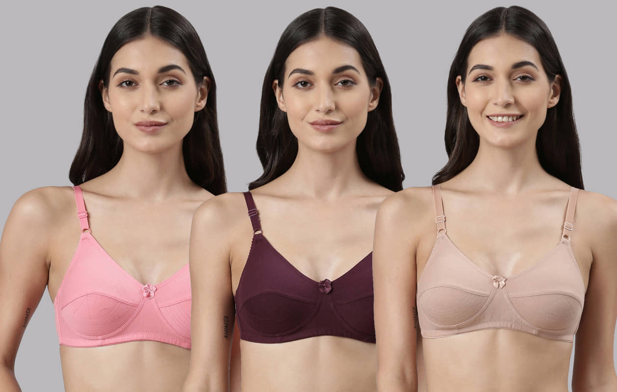 Dollar Missy Multicolor Cotton Non Padded Women's Everyday Bra ( Pack of 3 )