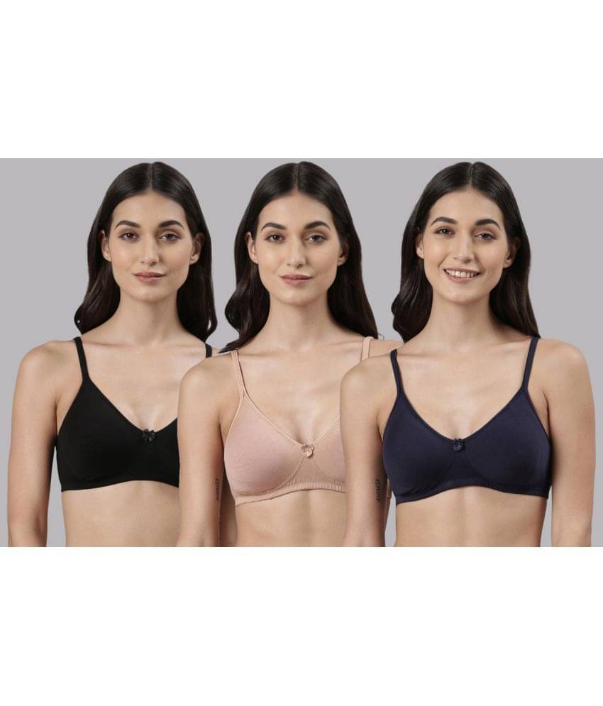     			Dollar Missy Pack of 3 Cotton Non Padded Women's T-Shirt Bra ( Multicolor )
