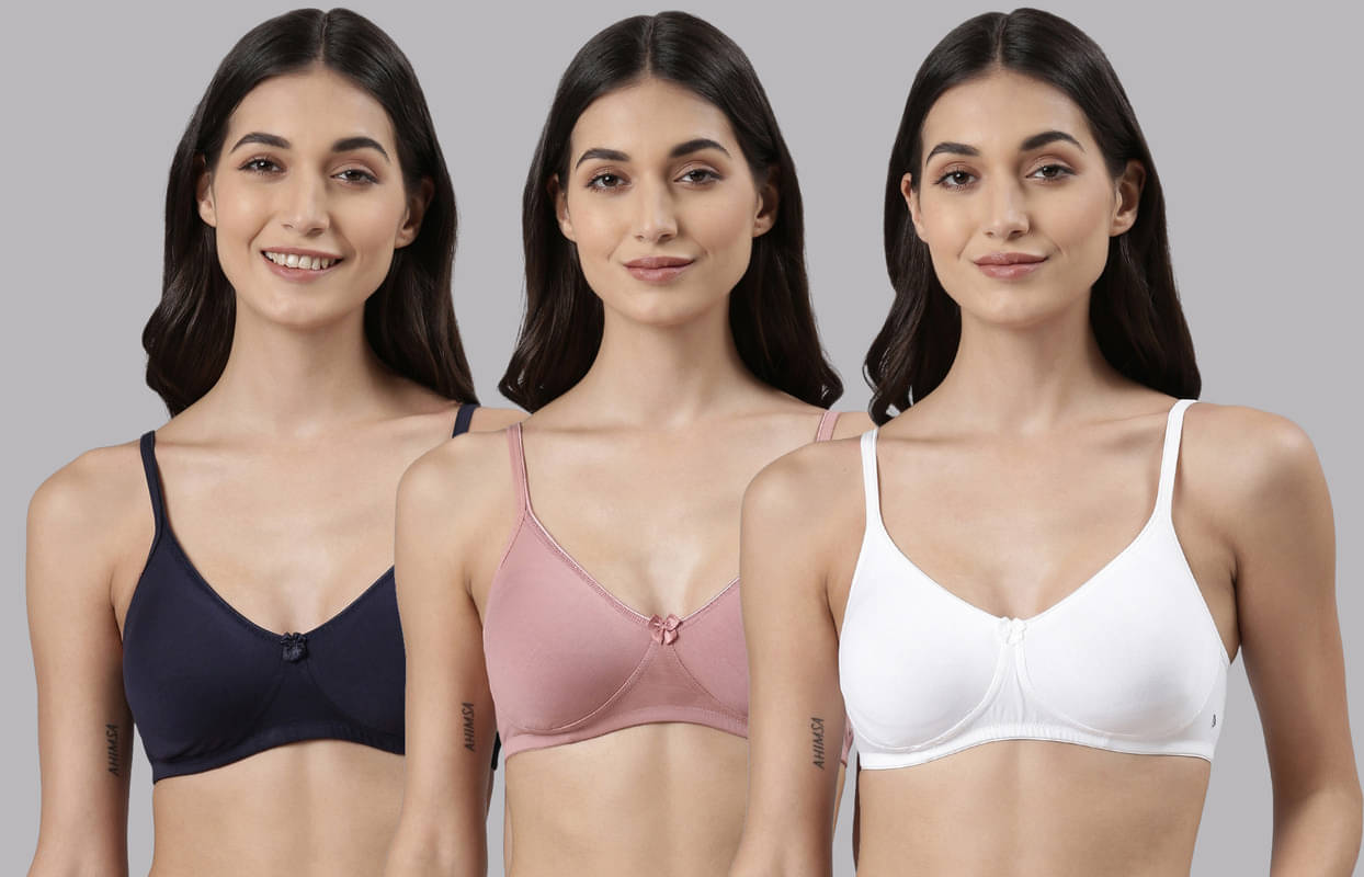 Dollar Missy Pack of 3 Cotton Non Padded Women's T-Shirt Bra ( Multicolor )     			Dollar Missy Pack of 3 Cotton Non Padded Women's T-Shirt Bra ( Multicolor )