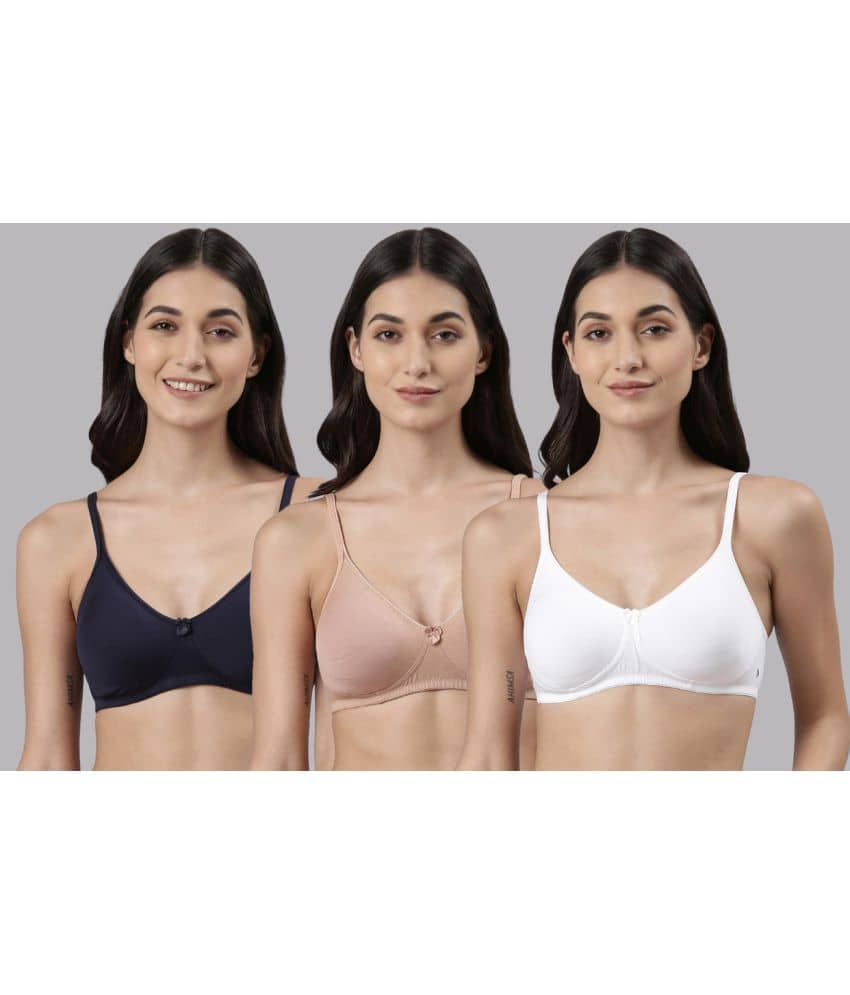 Dollar Missy Pack of 3 Cotton Non Padded Women's T-Shirt Bra ( Multicolor )