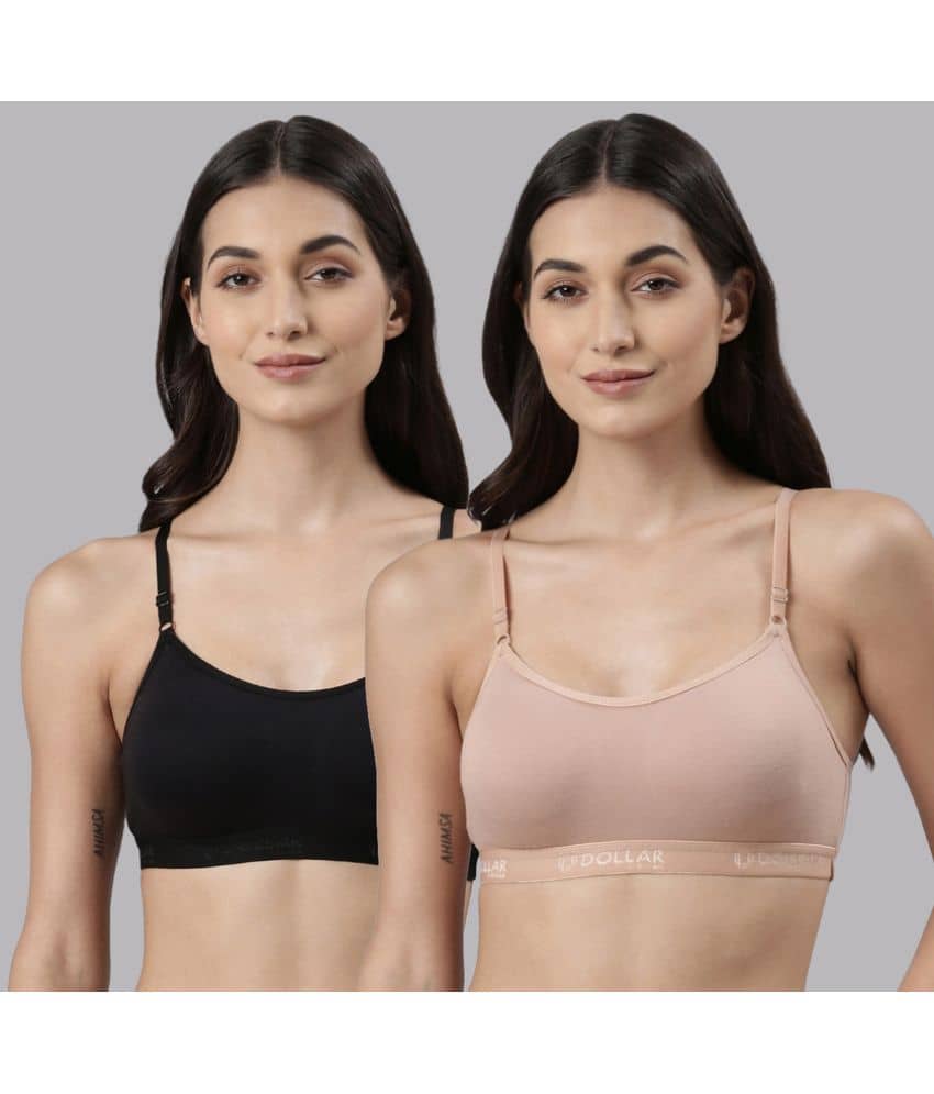 Dollar Missy Multicolor Cotton Non Padded Women's Bralette Bra ( Pack of 2 )