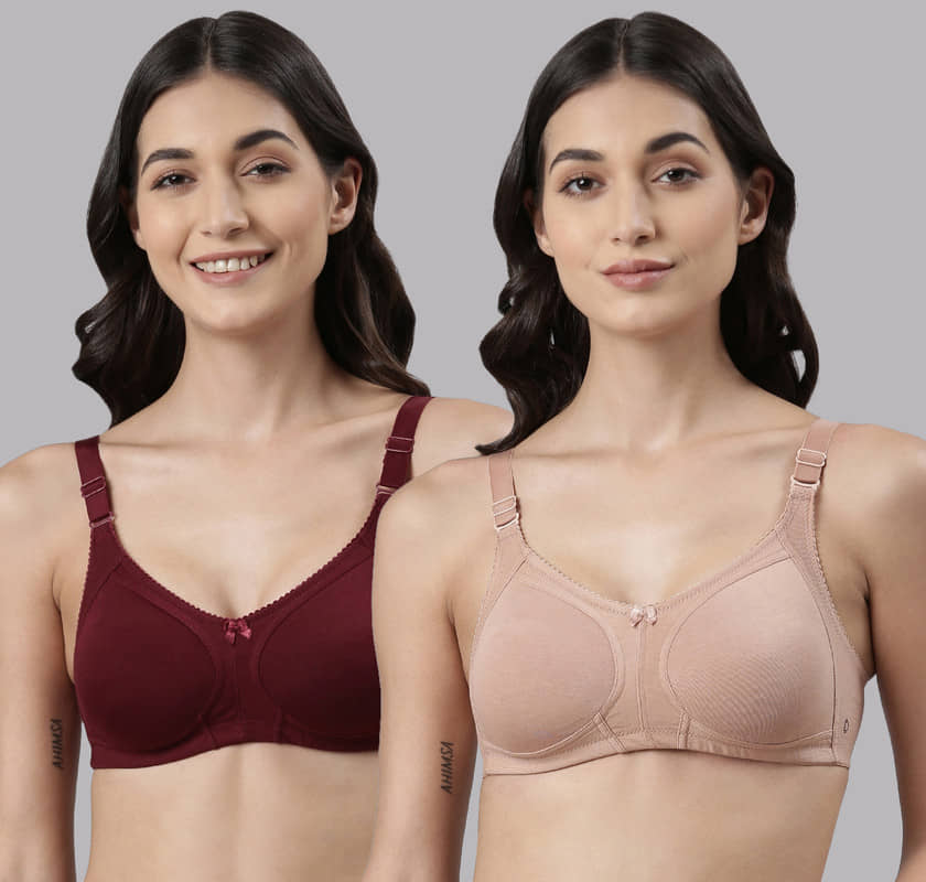 Dollar Missy Pack of 2 Cotton Non Padded Women's Everyday Bra ( Multicolor )