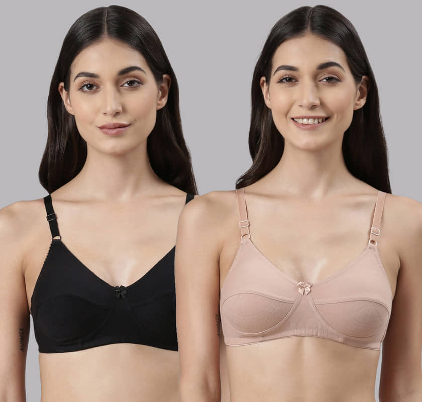 Dollar Missy Pack of 2 Cotton Non Padded Women's Everyday Bra ( Multicolor )